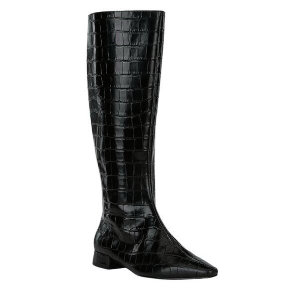 Gianni Bini Shoes - NWOB Gianni Bini Woman's Sharri Crocodile Embossed Leather Black Boots Sz 7.5